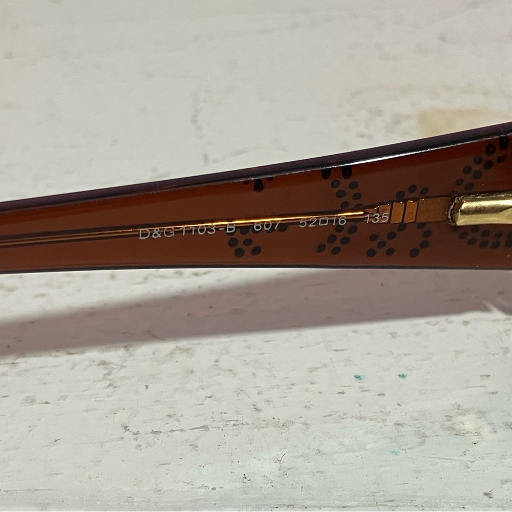 D&G Rectangular Brown Frame Sunglasses with White… - image 6